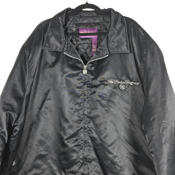 Rocawear Jacket Mens 6XL Black Satin Quilted Bomber Embroidered Big & Tall - Picture 2 of 15